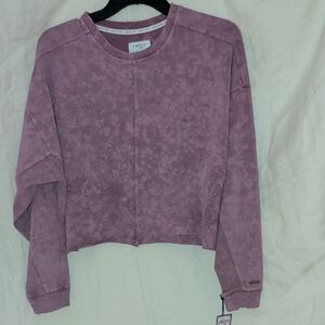 Limited Too Purple Acid Wash Long Sleeve Crop Top
